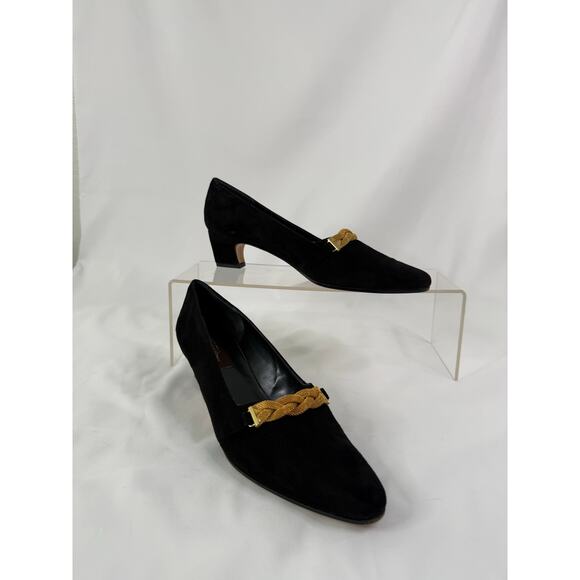 Sesto Meucci Vintage Italian black heels with gold detailing - Picture 1 of 16